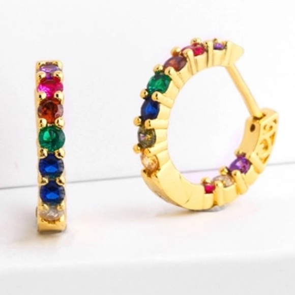 Jewelry - 💖SALE💖 gold filled rainbow cubic zirconia hoops